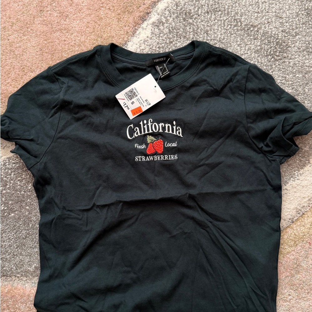 Forever 21 Black California Strawberries Tee
